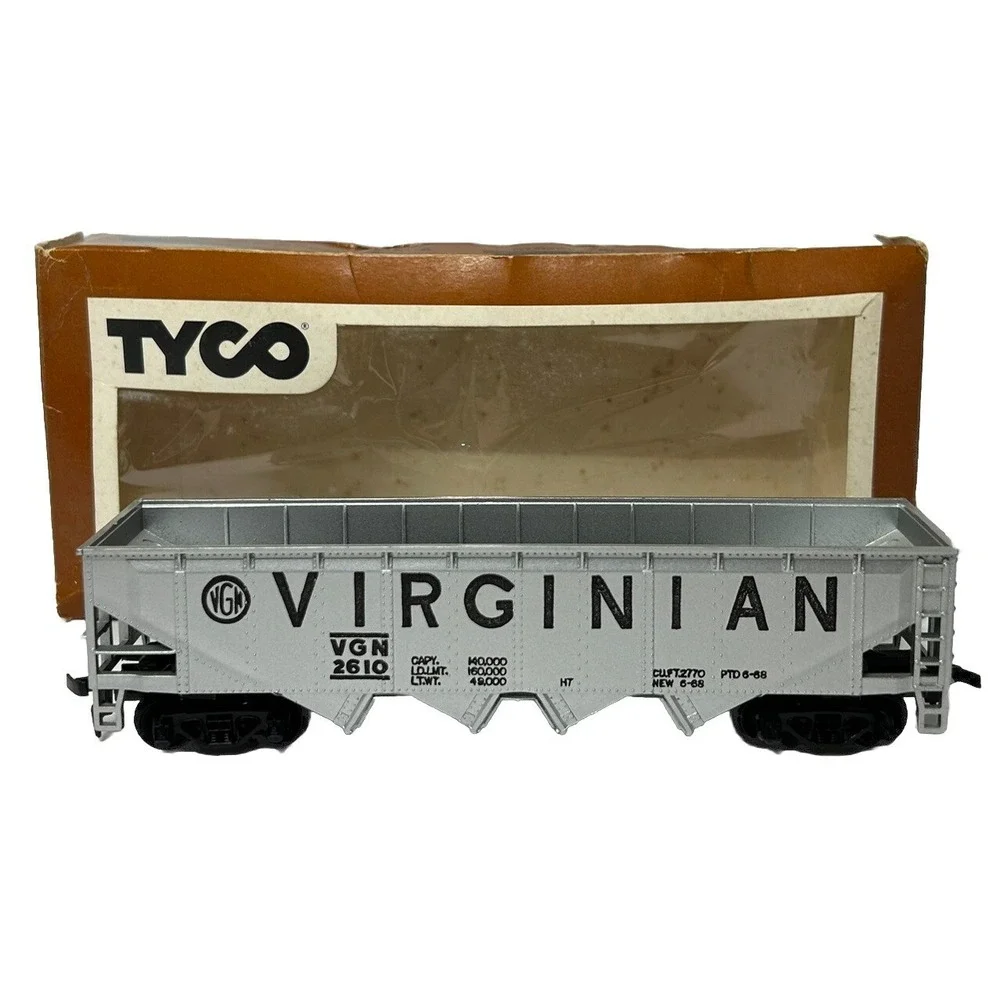 TYCO HO Virginian 4 Bay Hopper Car 344C Model Freight Train‎ Car With Box